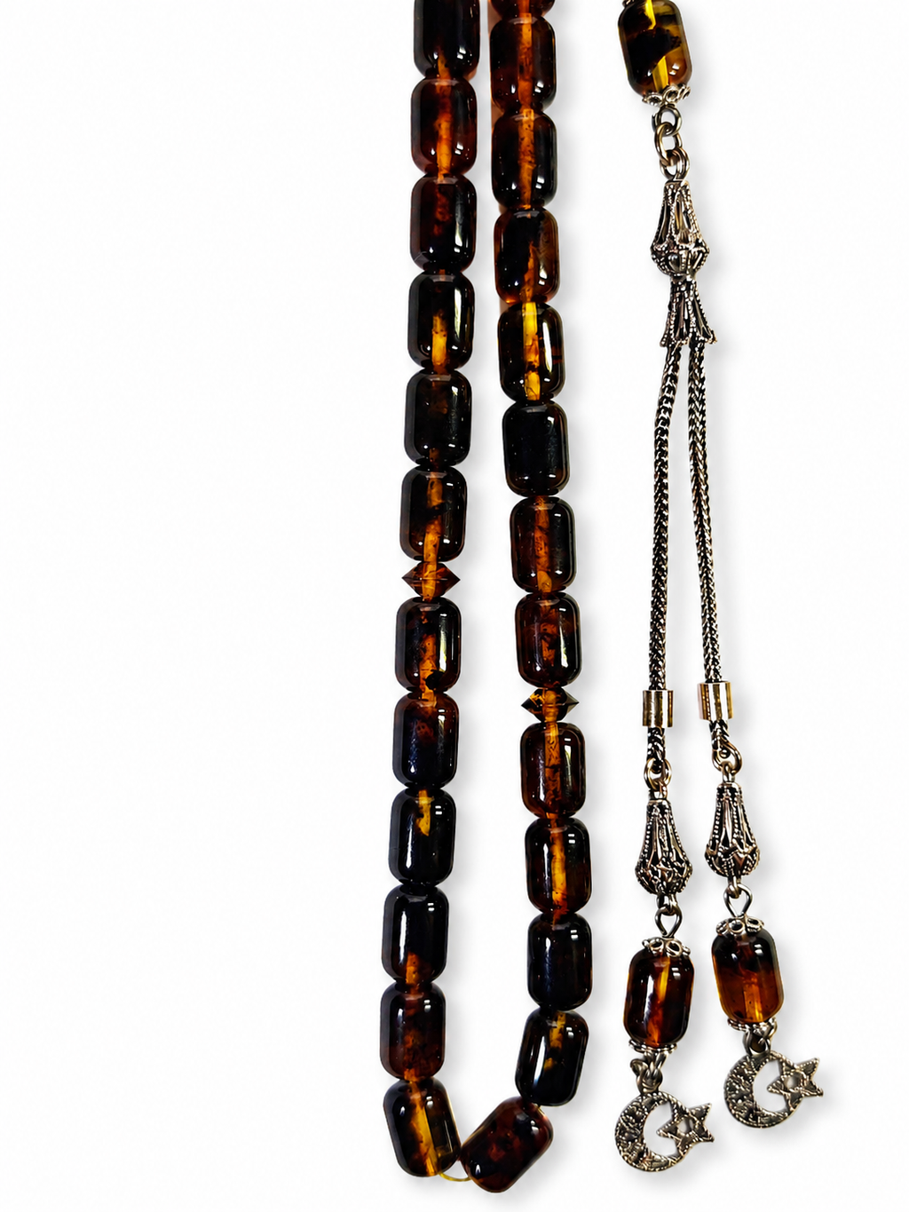 Crescent Moon Star Amber Rosary